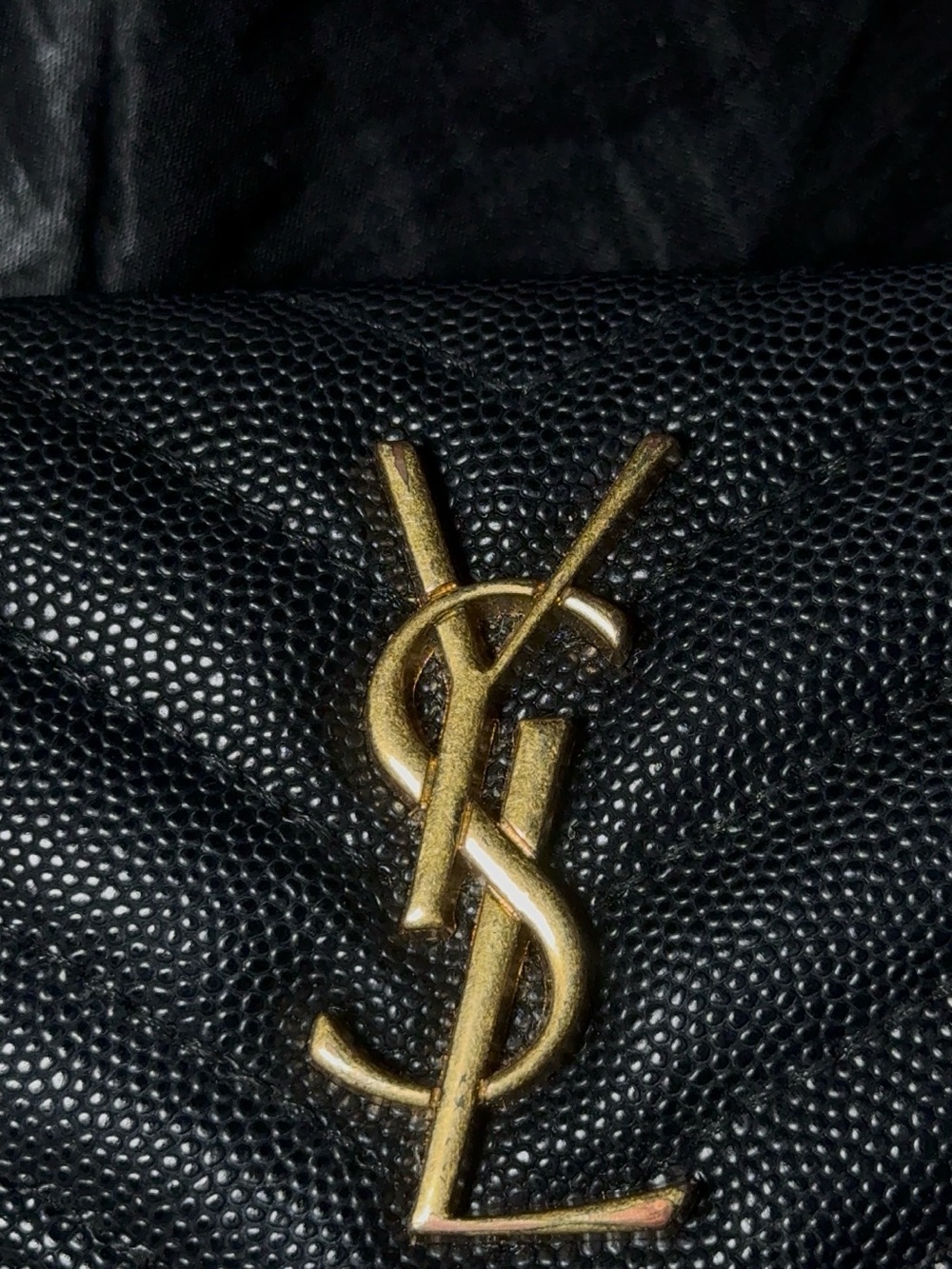 Yves Saint Laurent Black Chevron Quilted Wallet with Gold YSL Emblem - Picture 2 of 6